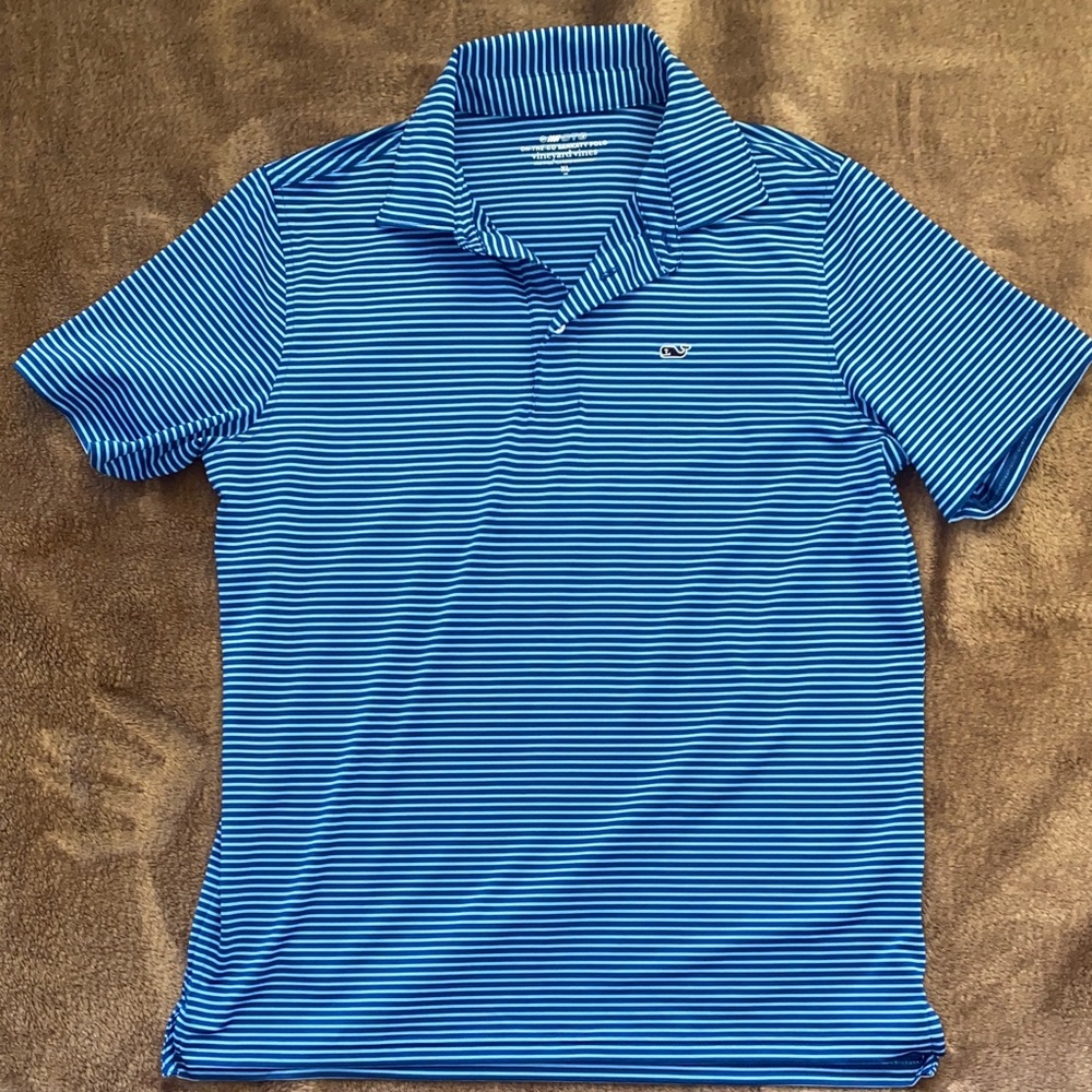 Youth Boys Vineyard Vines Blue Striped Polo Shirt